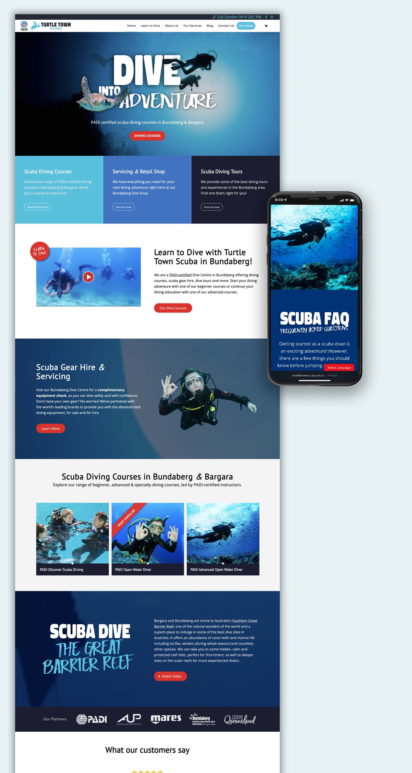 Turtle Town Scuba - Digital Marketing Strategy and Web Design for Diving School Brisbane Marketing Agency